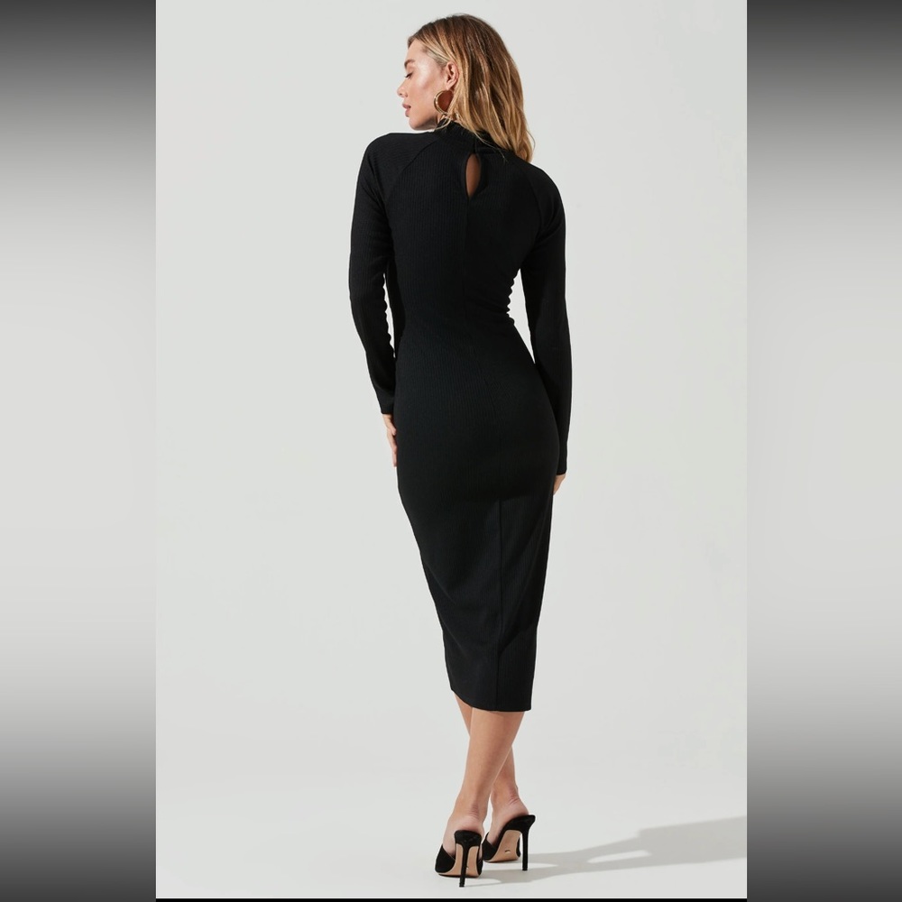 ASTR Black Ribbed Knit Cut-out Dress XS - Picture 2 of 4